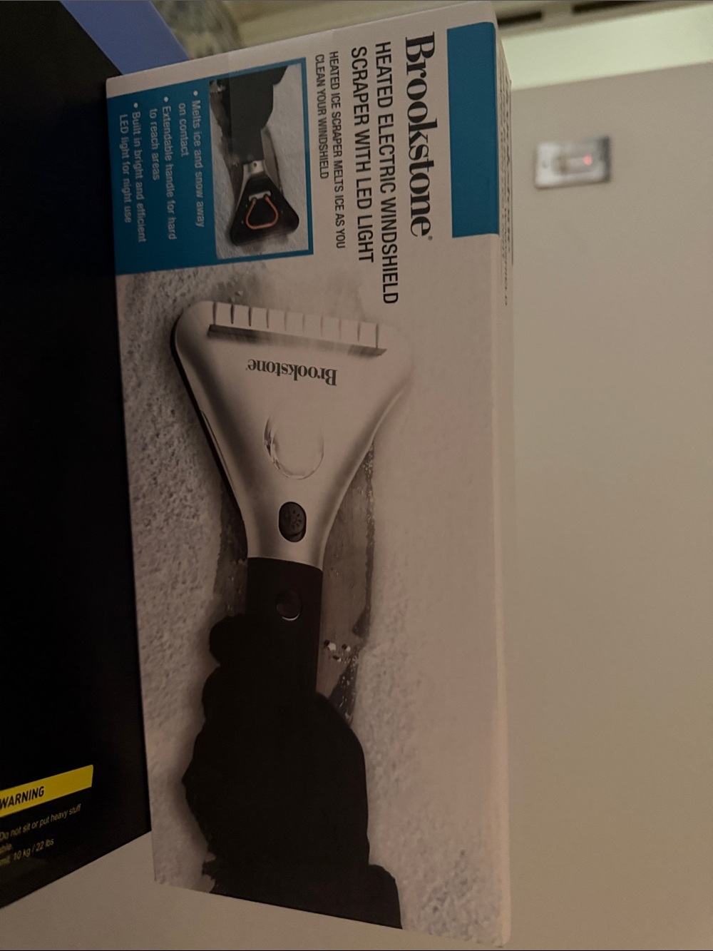 Brookstone White and Black Heated Electric Windshield Scraper with LED